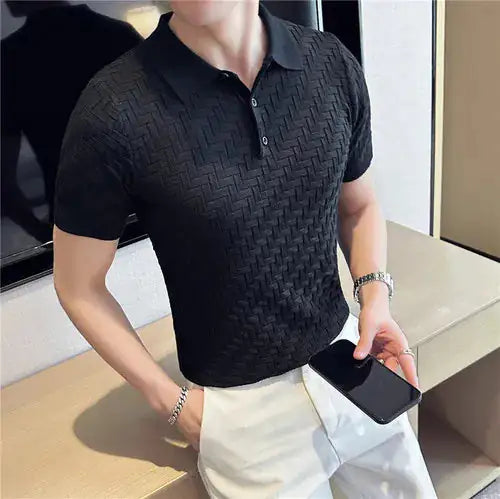 Esquire Houndstooth Knit Polo