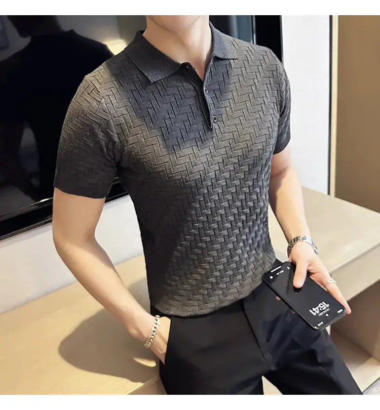 Esquire Houndstooth Knit Polo